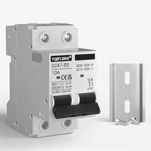 DC Circuit Breaker 10 Amp Solar Panel Disconnect Switch 12V-500V 2 Poles Miniature Solar Circuit Breaker for Outdoor PV Homes Battery, AC 110V DIN Rail MCB