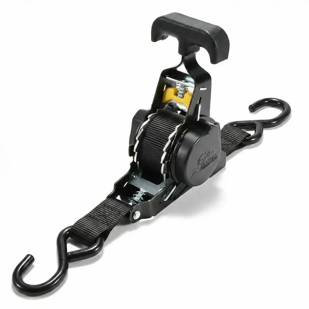 Retractable Ratchet Straps - 1in x 10ft (1,209lb Break Strength) Auto Self-Retracting Tie Down Straps, Durable Webbing, Fuse for Added Safety, for Motorcycle, Truck, Trailer Cargo Towing