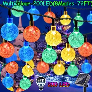 Outdoor Waterproof Solar Powered Globe String Lights Featuring 8 Lighting Modes, Perfect Decor for Garden, Yard, Porch, Weddings and Festive Celebrations (Multicolor Led)