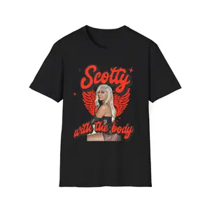 Scotty With The Body Graphic T-Shirt – Red Angel Wings Aesthetic Unisex Cotton Tee
