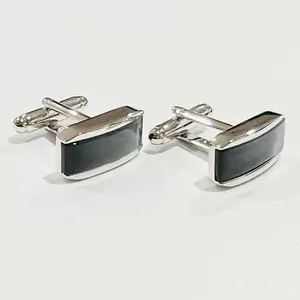 MENDEPOT Gray Fiber Optic Stone Cufflinks Men Birthday Wedding Gift