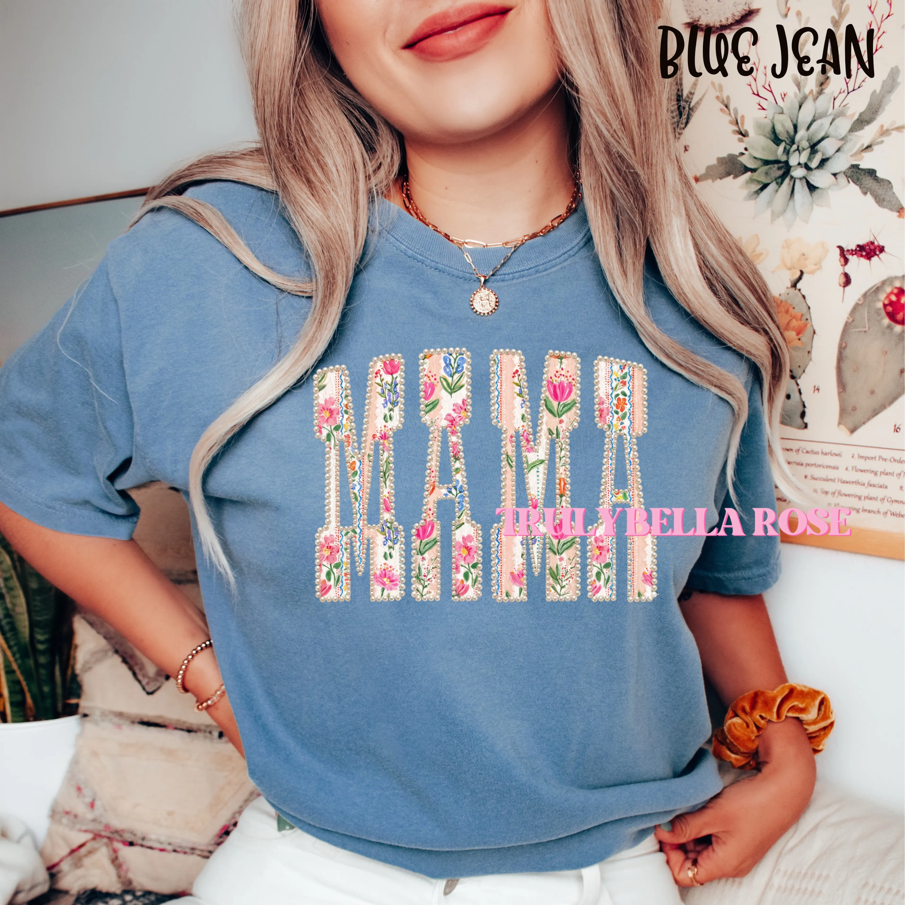 MAMA, AMEN, JESUS Floral pearl shirt