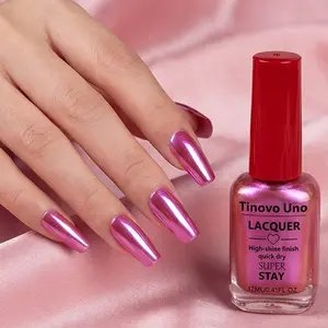 Tinovo Uno 12ml Metallic Rose Pink Mirror Nail Polish: Nail Art Manicure, High-gloss, quick-drying, and long-lasting; chip-resistant; alcohol-free formula; salon-quality results