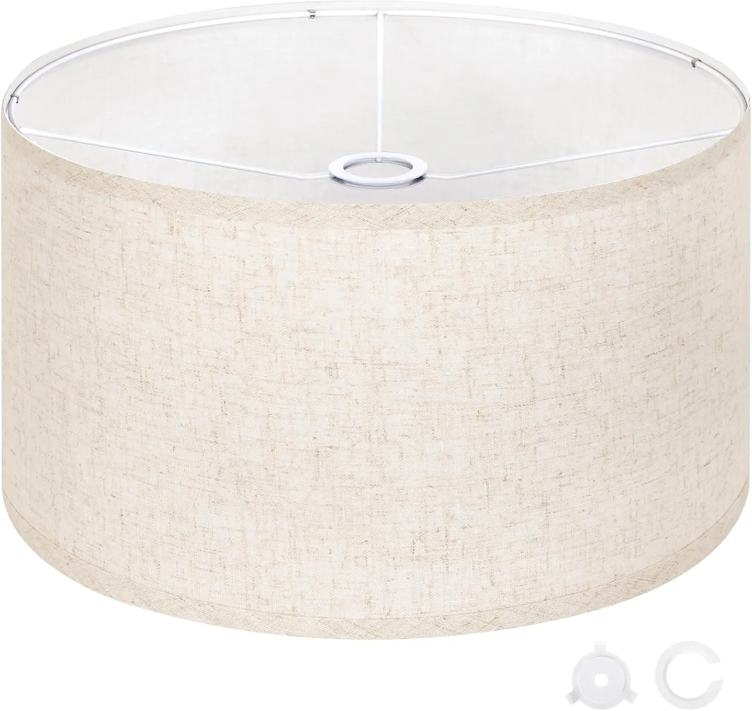 Beige Large Drum Lamp Shades for Floor Lamps, 17.5" Top x 17.5" Bottom x 9" High, Easy to Assemble, Replacement Linen Lampshades for Table Lamps & Bedside Lamps (1.65" Spider)