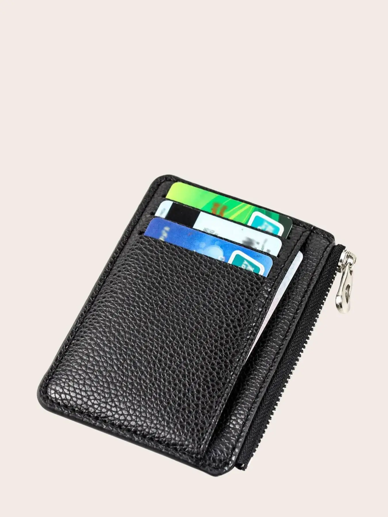 Fashion Plain Card Holder for Gift, Pu Leather Texture Wallets, Multi Card Slot Zipper Card Holder, Casual Business Card Holder