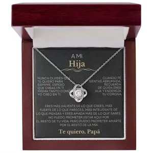 EL REGALO PERFECTO A MI HIJA , Collar de Nudo de Amor Y MENSAJE , Love Knot Necklace For Gifts Message Cards Jewelry, Handmade Necklaces, Birthday Gift for her