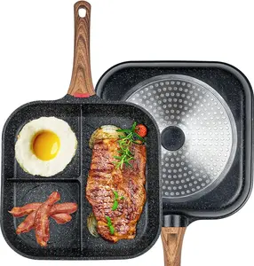 11 Inch 3-Section Breakfast Grill Pan Cookware Induction