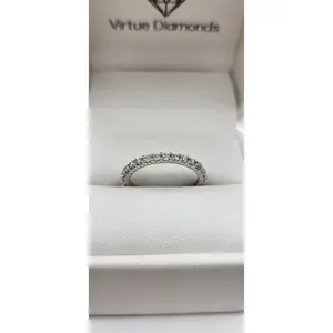 1 Carat Total Weight Round Lab Grown Diamond Eternity Band, 14k White Gold, Size 7