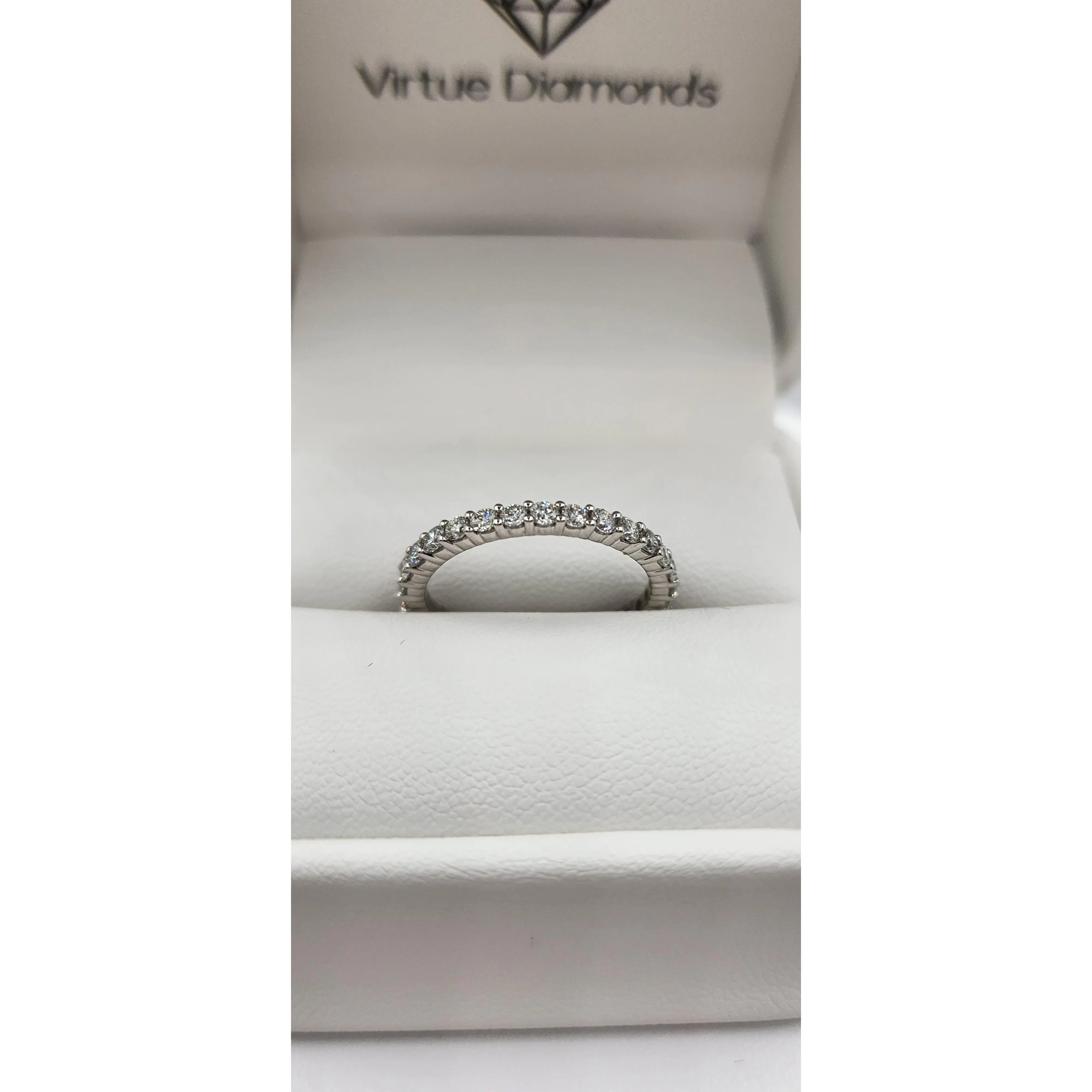 1 Carat Total Weight Round Lab Grown Diamond Eternity Band, 14k White Gold, Size 7