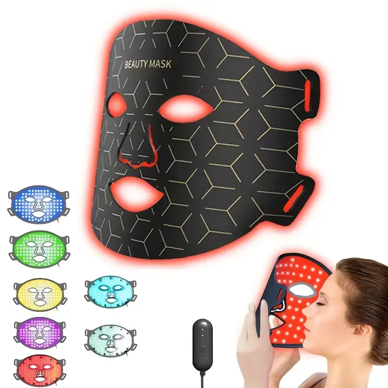 [Renhui]LED Silicone Light Facial Mask, Glowing FacialMask, Comfort Silicone Red Light LED Face Mask,LED Facial Light Beauty Mask, RechargeableSilicone LED Skin Care Mask, LEDPhotorejuvenation Mask, Glow Up Mask, PersonalSkincare Products For Women & Men