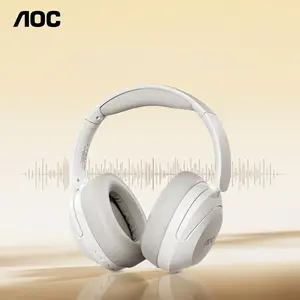 AOC-authorized Bluetooth earbuds, noise-canceling Bluetooth 5.3, HD calls, supports one-touch mute, 7.1 virtual surround sound, 20ms low latency, 45-hour battery life; compatible with PCs, laptops, and home office setups – White