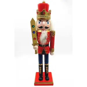 Christmas Nutcracker the Swordsman. Wizardi Classic Wooden Festive Decoration F07M14-40-N01012A