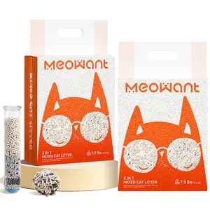 Meowant 5-in-1 Natural Tofu Clumping Cat Litter, Ultra Absorbent, Odor Control, Flushable, 7.9lbs*2, for Normal/Auto Litter Boxes Litterbox