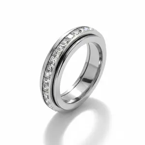 Anxiety Rings for Women and men Titanium Steel Spinner Fidget Band Rings Cubic Zirconia Relieving Anxiety Wedding Promise Lucky Rings Comfort Fit Size 5 to 10 lovisa  necklace first bracelet magnetic therapy Copper random black Christian Bible Verse Daily