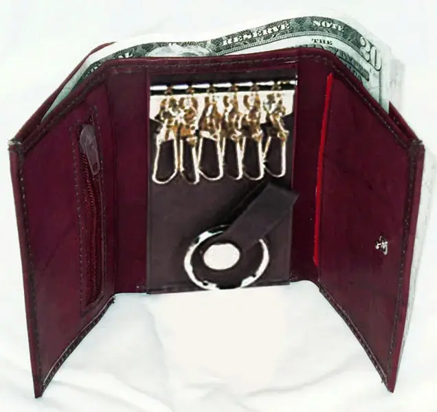 Brown Leather Men's Keychain Wallet 6+1 Key Ring Holder Zip Coin Bill