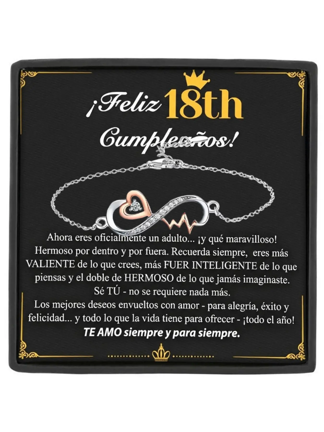 Happy 18th Birthday Infinity Heartbeat Bracelet with Card and Gift Box Jewelry Gift for Daughter/Niece/Granddaughter Growth Meaningful Gift
