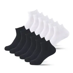 12 Pairs Cushion Ankle Socks Low Cut Cotton Unisex Athletic Sports Workout Running Comfort Cozy Sweat-absorbing Anti-Slip Comfy Solid Color Value Pack