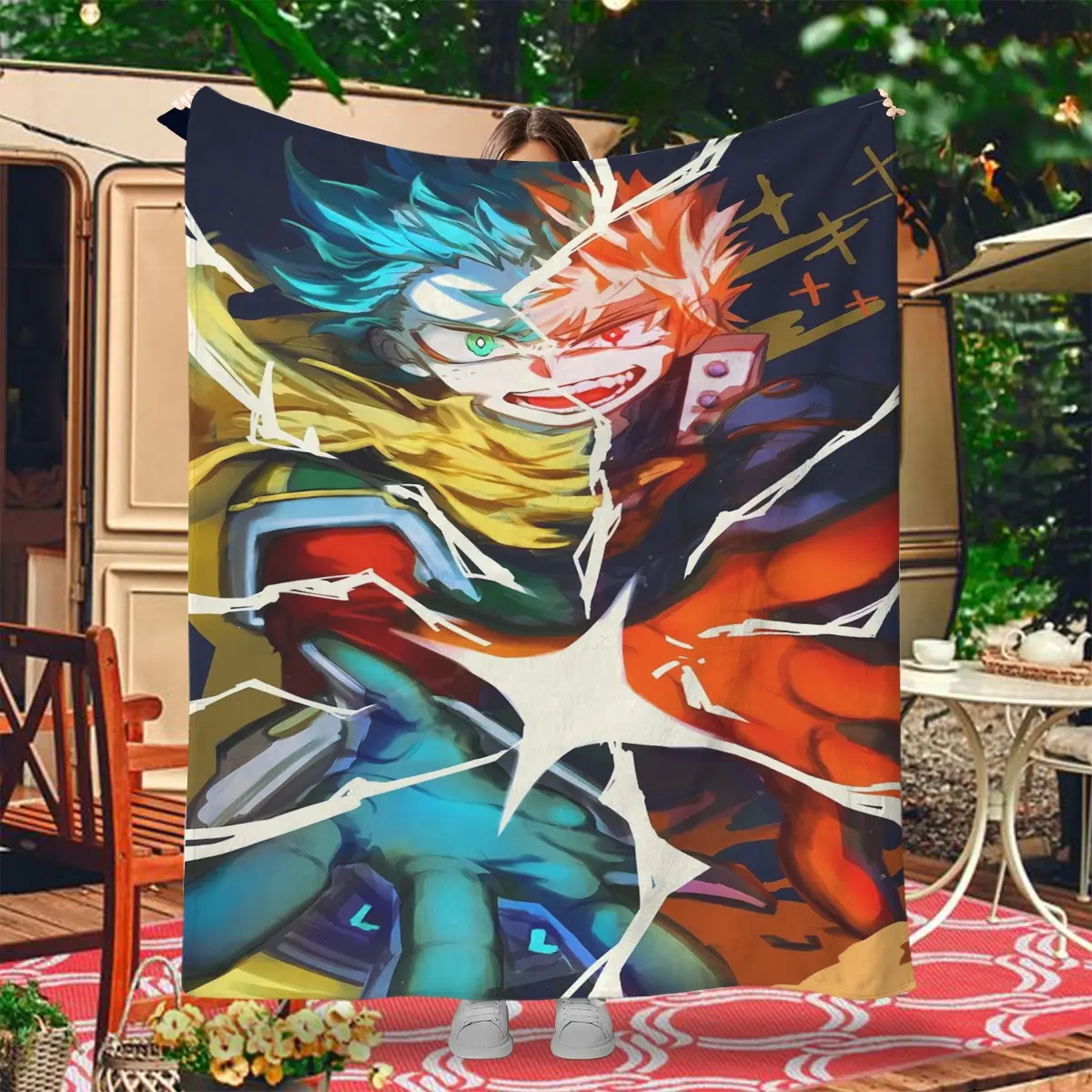 My Hero Academia Valley Bakugo Print Blanket, Living Room Sofa Decoration, Warm Two-Use Blanket, Anime Inspired