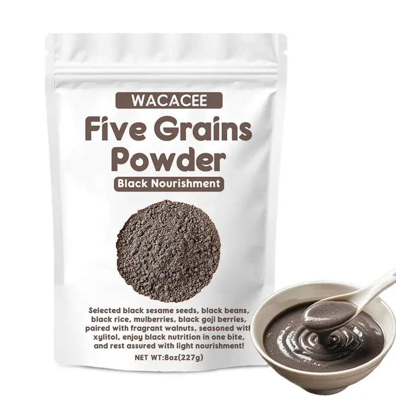 WACACEE 227g 5-Grains Whole Grain Flour Instant Dried Cereal Powder - Natural Flavor, Fine Texture, Easy Dissolving, Food for All Ages, Prep with Warm Water or Milk, 24-Month Shelf Life, Nutritious Meal Replacement, 24 Months