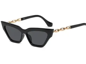 Johnny Bravo Retro Cat Eye Thick Frame Chain Sun Glasses