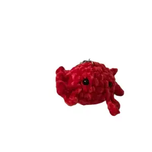 Handmade Crochet Crab Keychain - Red Colorful Knitted Accessory for Keys