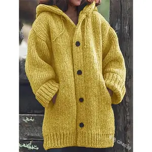 2025 Mid-Length Sweater New Cardigan Hooded Coat  camiseta de algod
