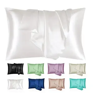 Solid Color Polyester Satin Pillowcase, Soft Breathable Pillow Cover without Filler, Comfortable Pillow Case20 for Home Bedroom Sofa Car Office