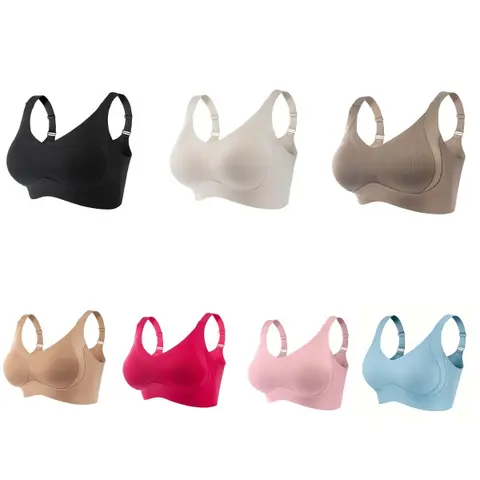 Women's Polyamide Blend Wireless Seamless Push-Up Bras - 3-Piece Elegant Lingerie, Breathable Soft Lightweight Underwear with Style, Full Coverage Daily Elegance Bras for Women Everyday All-Season Wear