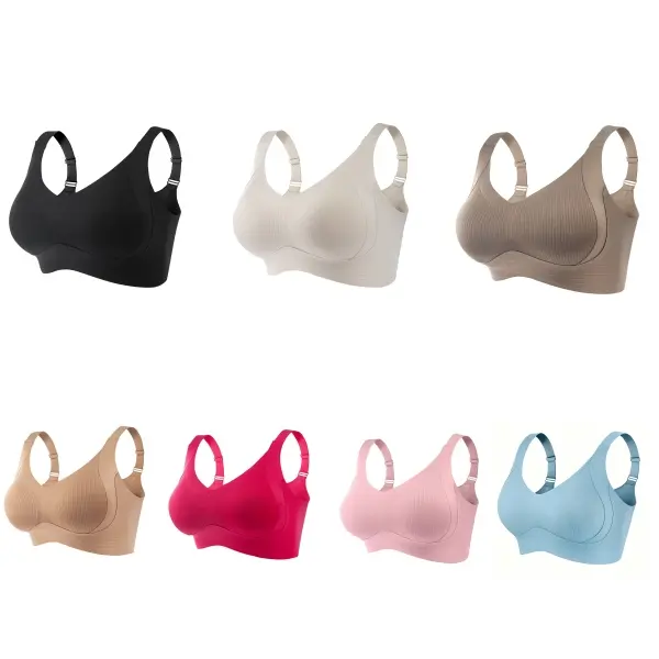 Women's Polyamide Blend Wireless Seamless Push-Up Bras - 3-Piece Elegant Lingerie, Breathable Soft Lightweight Underwear with Style, Full Coverage Daily Elegance Bras for Women Everyday All-Season Wear