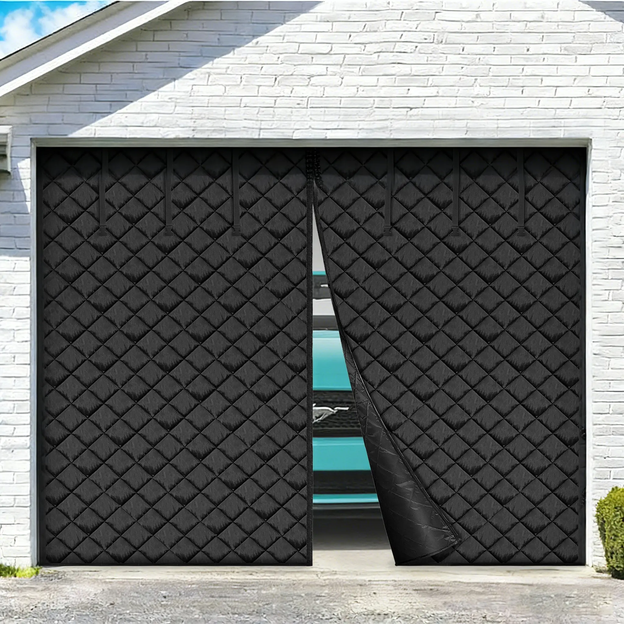 VEVOR Garage Door Screen for Winter, 8x7FT, Garage Door Insulation Kit, Magnetic Thermal Insulated Door Curtain with 300D Oxford Fabric Heavy Duty Weighted Bottom, Easy Assembly for Garage Door