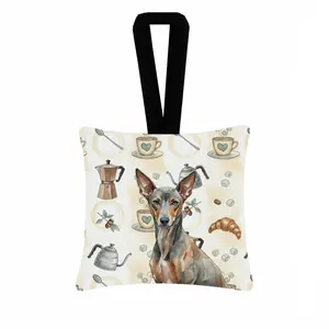 Carolines Treasures WDK7661PO3 3.5 x 3.5 in. Xoloitzcuintli Coffee Bar Hanging Square Fabric Ornament