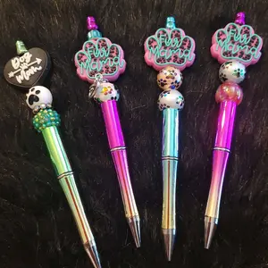 Dog Mom Pens - Colorful Pens with "Dog Mom" and "Paw Mama" Designs, Featuring Unique Charms and Decorative Elements