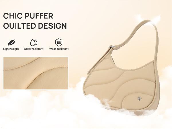 Telena Shoulder Bag Puffer Crescent Bags for Women Quilted Hobo Handbags Lightweight Clutch Purse Gift Commuter Bag Valentine's Day gift