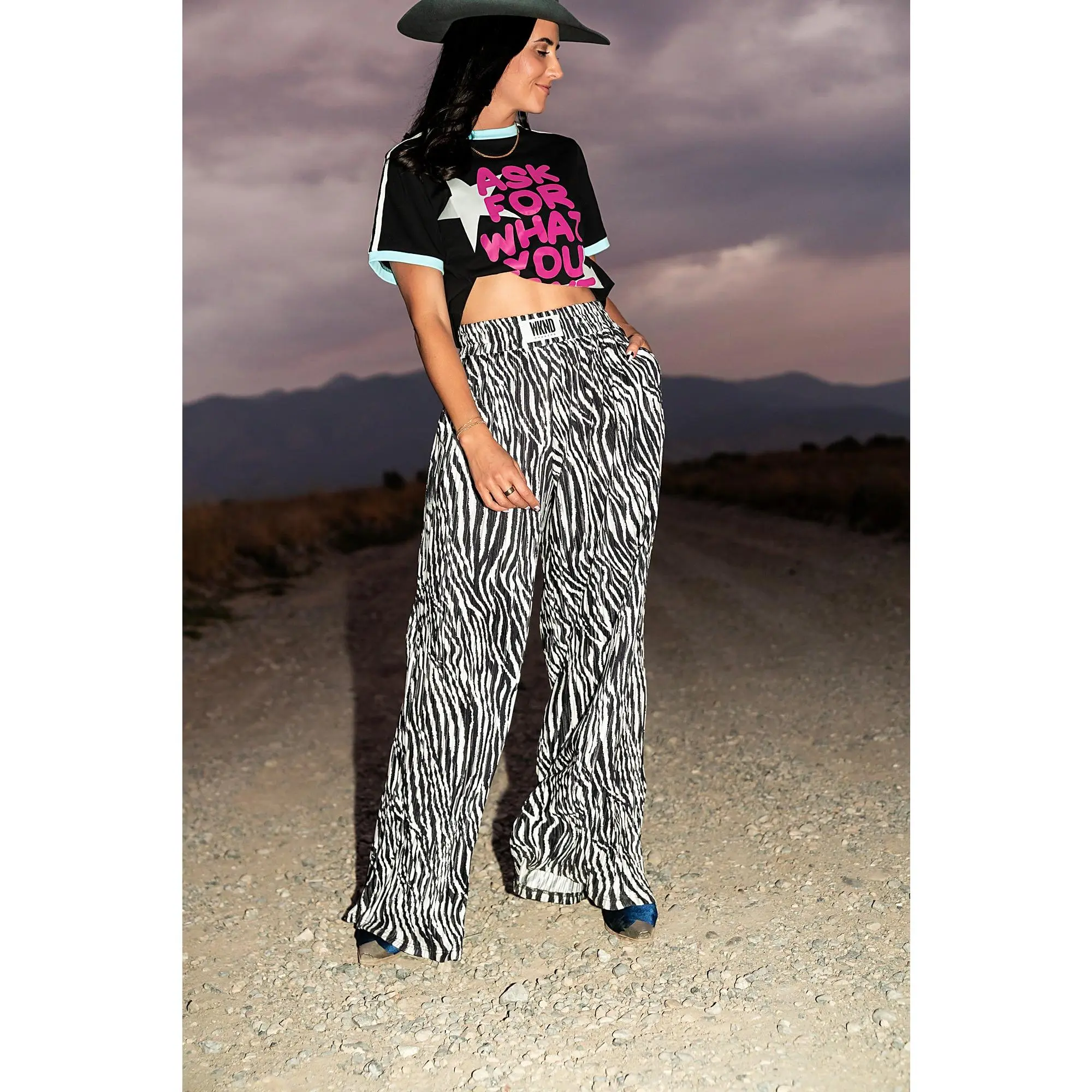 Zebra Plisse Pants