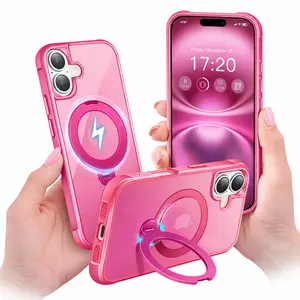 Puyateya 360° Spin Invisible Stand Phone Case with All-around Protection, Magnetic Wireless Military-Grade Shockproof MagSafe for iPhone 17/16/15 Pro/Pro Max