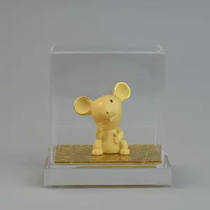 Chinese Zodiac Rat Mascot, 24k, Durable Shiny Gift Box, Symbol of Wisdom Wealth Adaptability, Home Office Decor