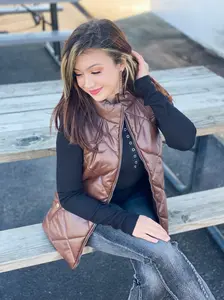 Faux Leather Puffer Vest *Plus Size Included *More Colors
