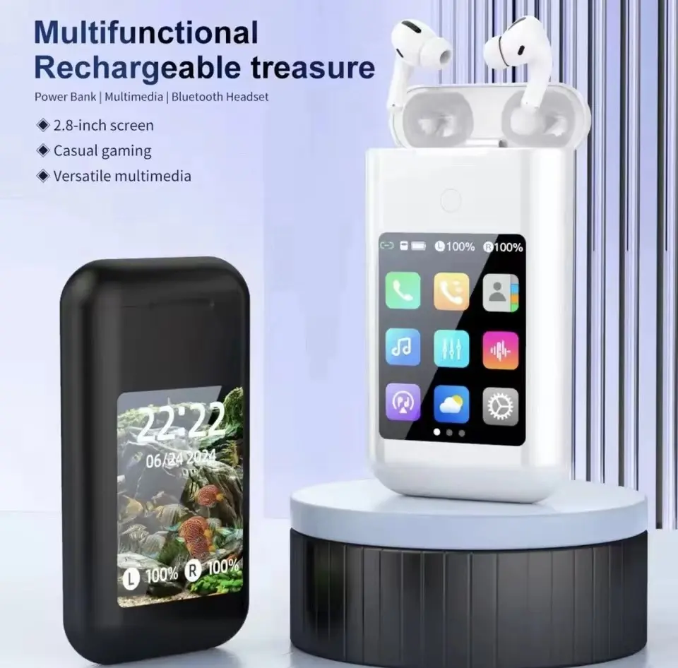DVKIX 2026 New Wireless BT Earbuds with 5000mAh Smart Power Bank - Lightweight In-Ear Headphone, Sweat and Water Resistant Audio Device, Mini Noise Cancelling for Calls, Gaming, Father's Day Gift for Tablet & Cell Users
