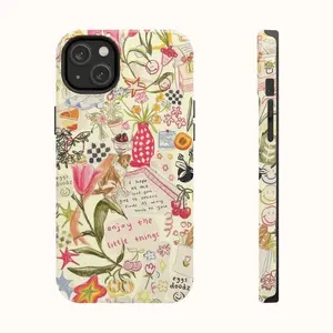Watercolor Spring Collage Shockproof Phone Case - TPU, Preppy Summer Aesthetic, Cute Trendy Scrapbook Casing, Slim Fit, Customized Accessory Compatible with iPhone 6-16 Pro Max, 17, Shockproof Phone Cover