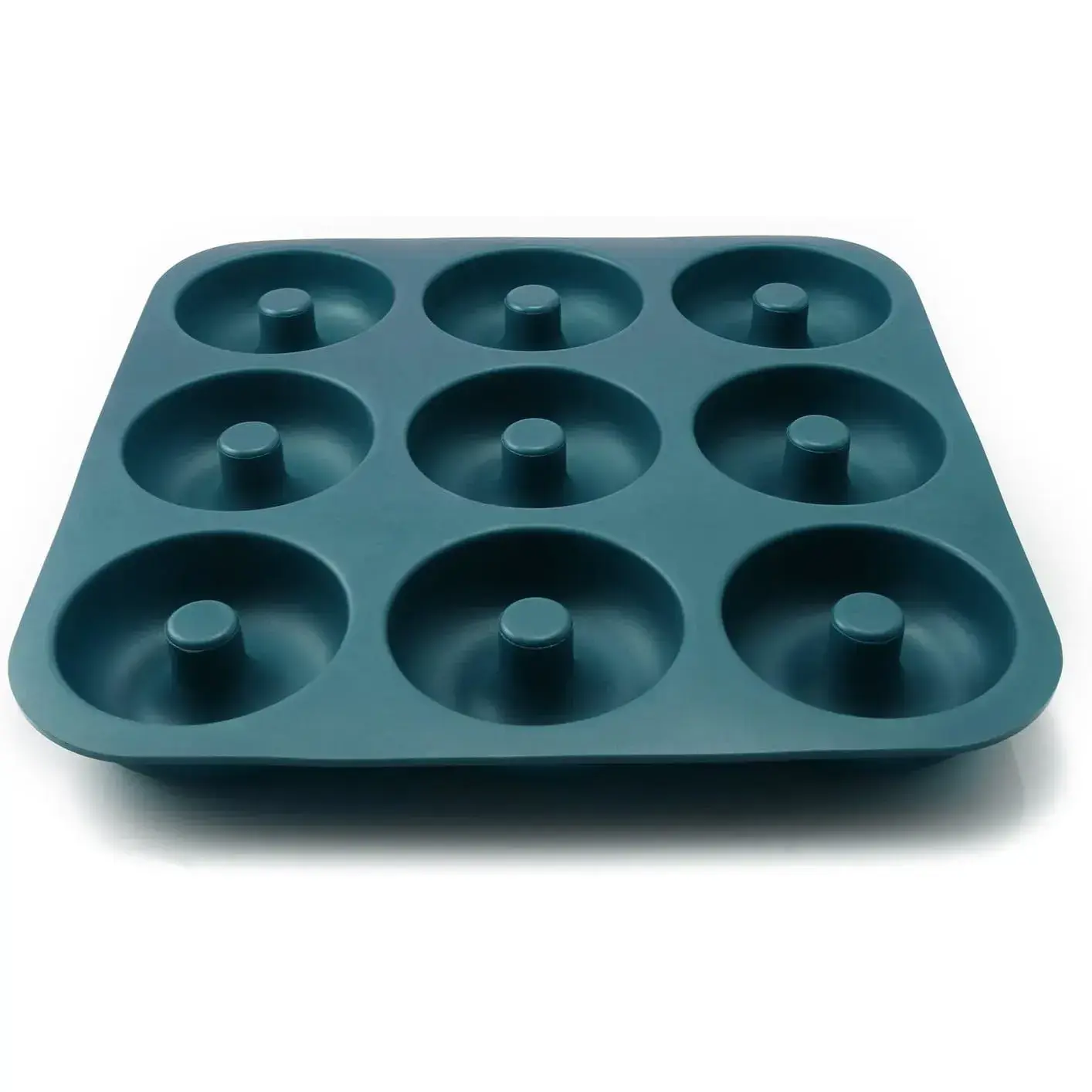 Large Silicone Donut Pan for Baking, 9 Cavity Non-Stick Food Grade Silicone Donut Molds, Doughnut Pan and Bagel Pans for Baking & Kitchen, BPA Free 11.2 x 11.1 Inches, Dishwasher Safe - Blue
