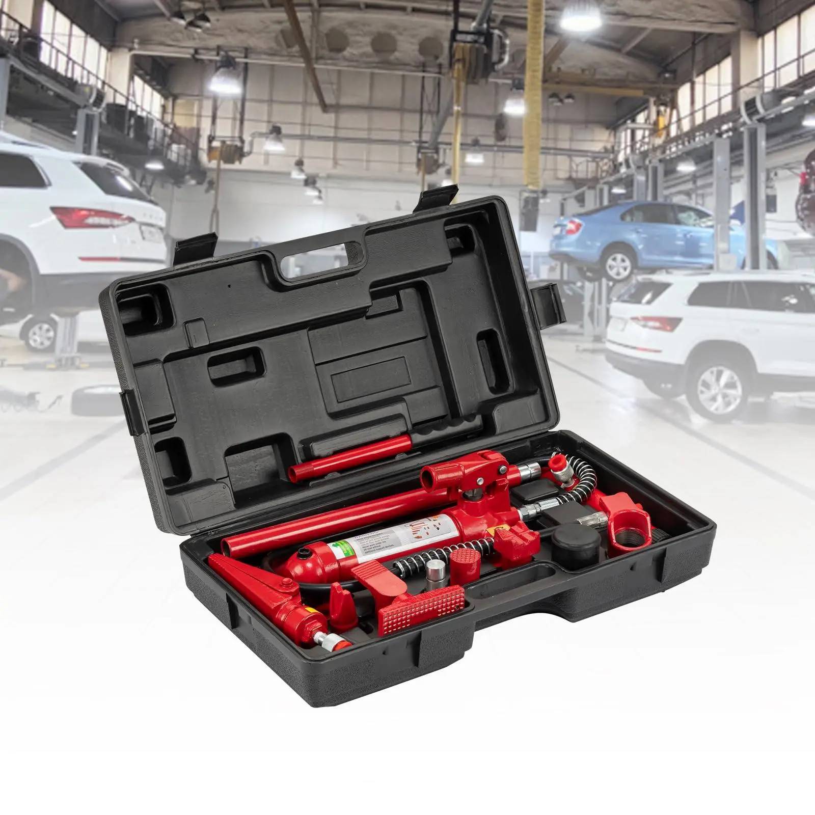 GARVEE 4 Ton Hydraulic Porta Power Kit 8800 LBS Capacity, Multifunctional Auto Body Frame Repair Jack with 3.9 Ft Oil Hose & Storage Case, Heavy Duty Hydraulic Jack for Car Truck SUV Garage