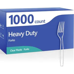 1000 Count Plastic Forks Heavy Duty, Plastic Silverware Clear Forks,  Disposable Forks Bulk, , Heat Resistant, Suitable for Parties, Events and Everyday Use