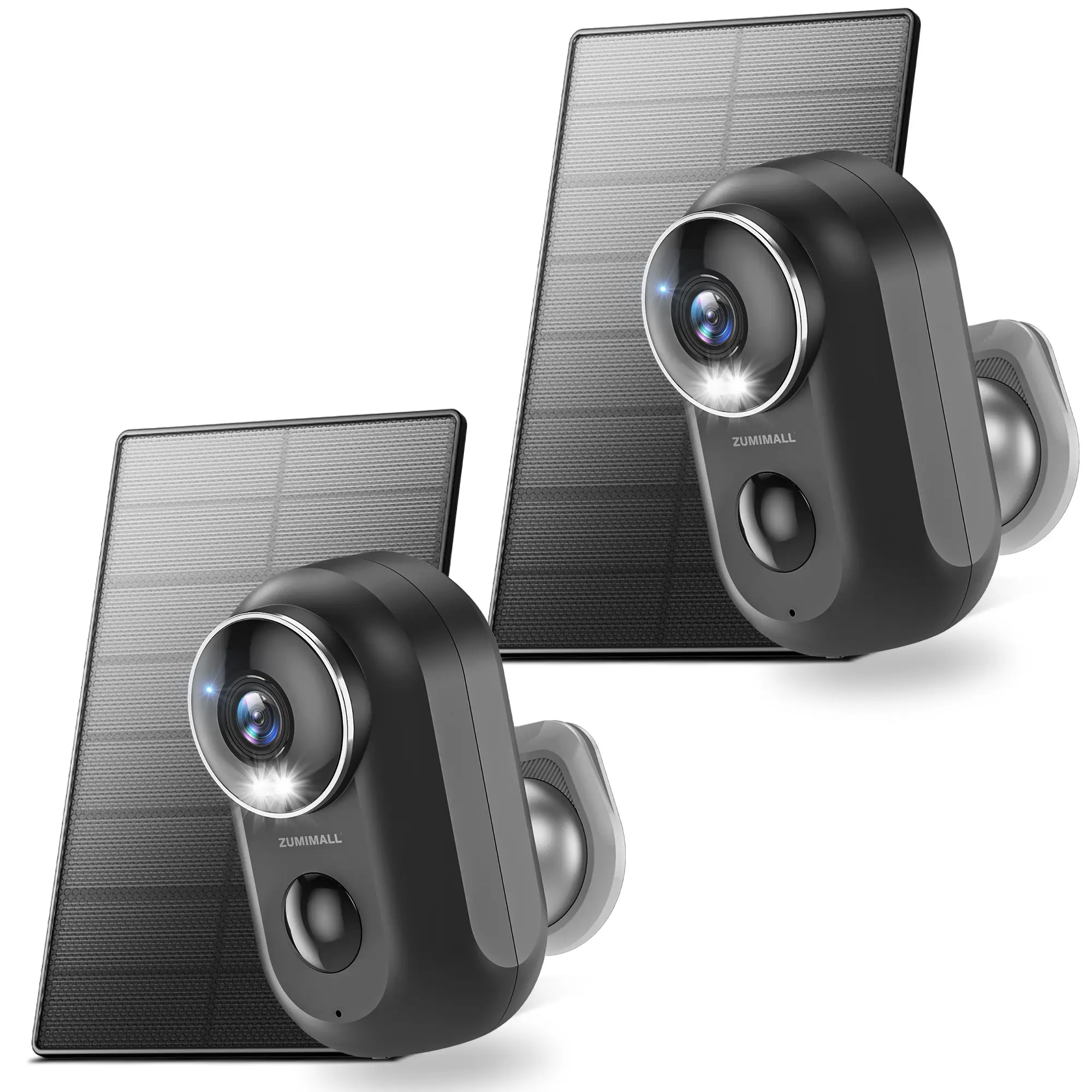 ZUMIMALL Solar Security Cameras Wireless Outdoor, 2Packs, Solar Camera Outdoor Wireless, 2.4G WiFi Battery Camera, 3MP Color Night Vision, Magnetic Mount, Siren,PIR/AI Analyse, IP66, Cloud, Alexa