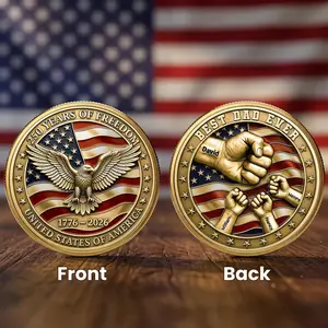 Personalized Best Dad Ever USA 250Th Anniversary Keepsake Coin Custom Keepsake Pocket Token Gift from Kids Independence Day Semiquincentennial Gift Father’s Day & Birthday Gift for Dad, Grandpa, or Husband
