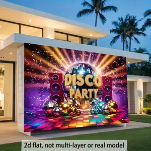 1PC,2D Flat Disco Party Backdrop, Retro 70s Theme Party Decoration, Photo Background Cloth for Birthday Party & Dance, Stage Props, Customizable Size, Perfect for Event Decor & Photography