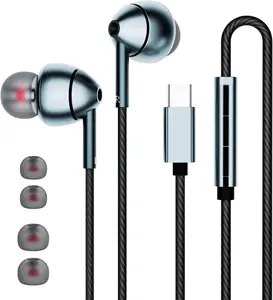USB-C Wired Earbuds with Microphone, Volume Control, Noise Canceling, Compatible with Samsung Galaxy S24 S23 S22, iPhone 17 16 15 Pro Pro max, Pixel Phones
