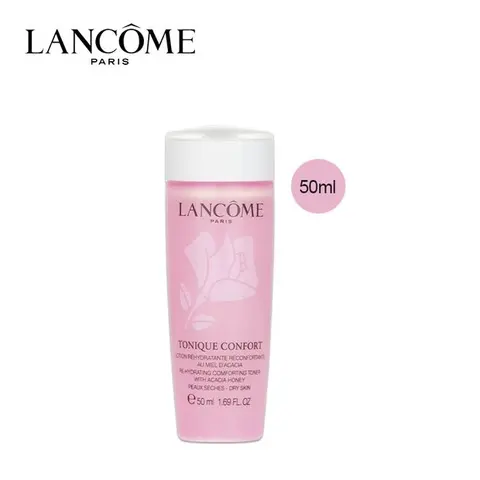 Lancome Comfort Toner - Milky Pink, Sweet Almond Oil & Acacia Honey Infused Soothing Tonic, Dermatologically-Tested Cleansing Facial Skin Care Product for Dry Skin, Gently Removes Makeup & Impurities, Silky Soft, 50ml-1.69oz Bottle