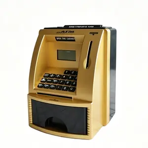 Mini Atm Coin Bank, Electronic Savings Machine, Password Lock, Bill Rolling, Coin Slot, LCD Display, Silver Color, Gift Idea