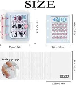 Mini Money Saving Binder, $1000 Saving Challenge Budget Binder with Envelopes, Portable Deposit Anytime Anywhere