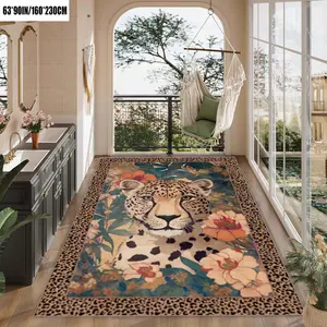 Vibrant Leopard Print Area Rug, Ideal for Living Room Bedroom Kitchen Decor, Easy Clean Carpet, Home Decoration Accessory